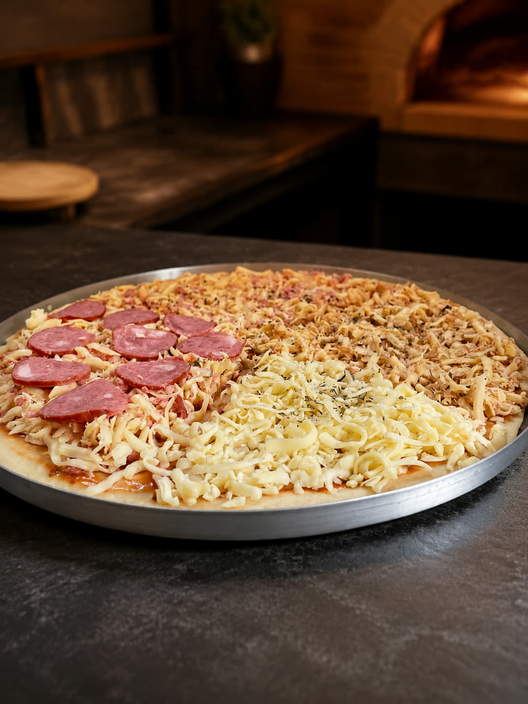 Pizza da Point da Pina saindo do forno a lenha